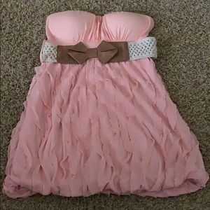 Strapless, pink, built in bra, long shirt